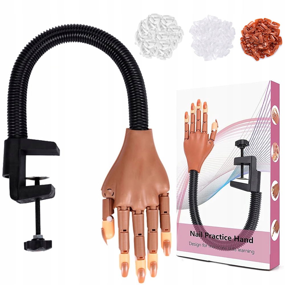 Sada Ruka Kosmetická cvičná ruka pro cvičení nehtů 300 Tips