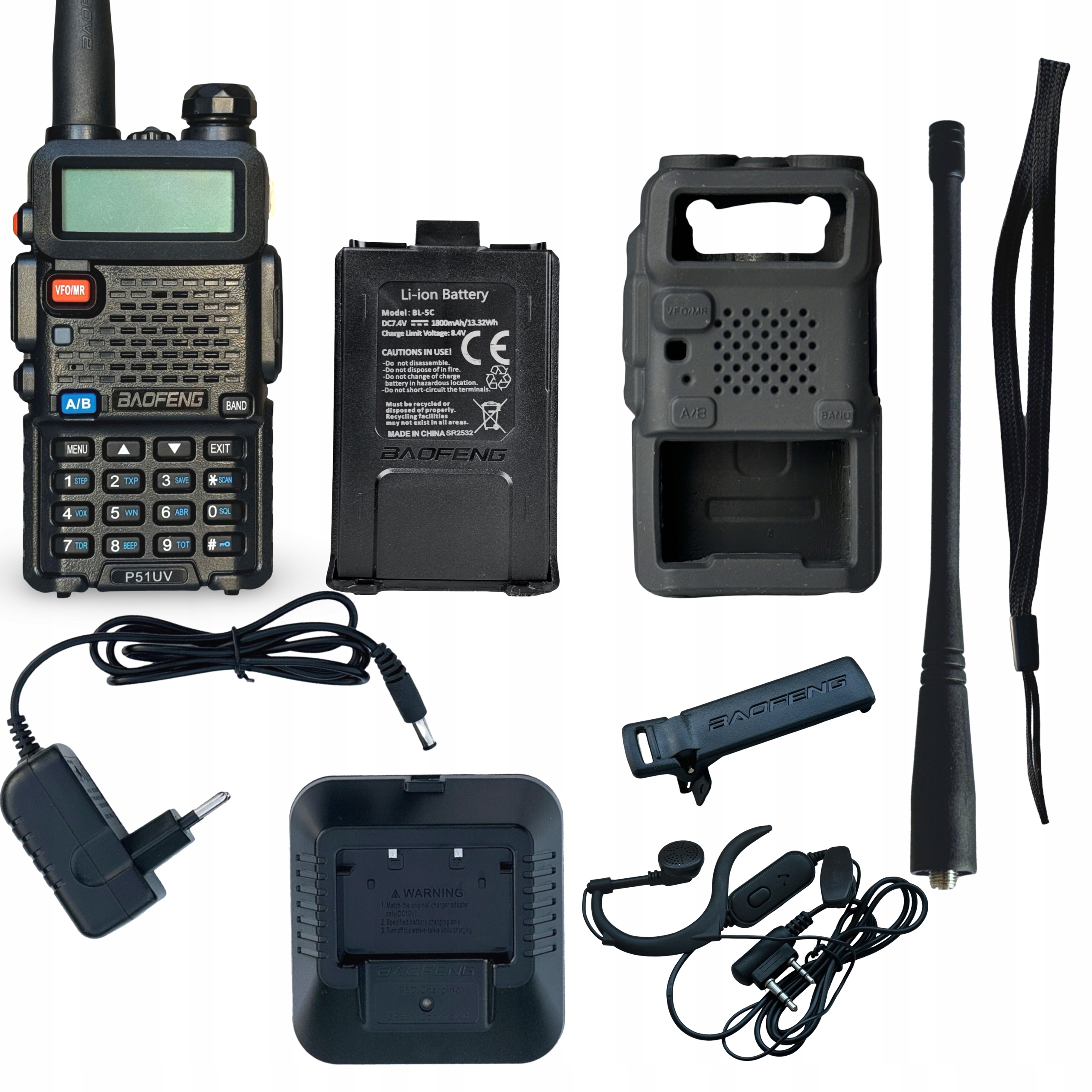 Baofeng UV-5R Krótkofalówka Radiotelefon Walkie Talkie Skaner Vhf Etuj