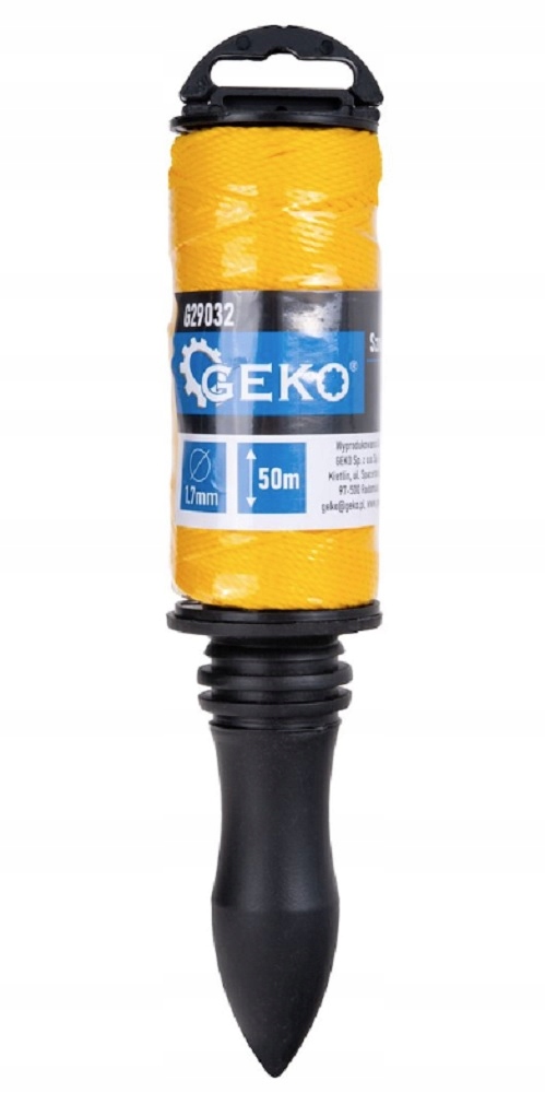Sznurek murarski Geko 1,7 mm 50 m żółty z obrotową rączką