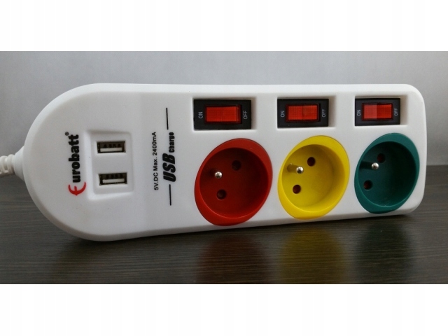 PRZEDŁUŻACZ LISTWA ZASILAJĄCA WYŁĄCZNIK + USB 1.5m Marka Inna