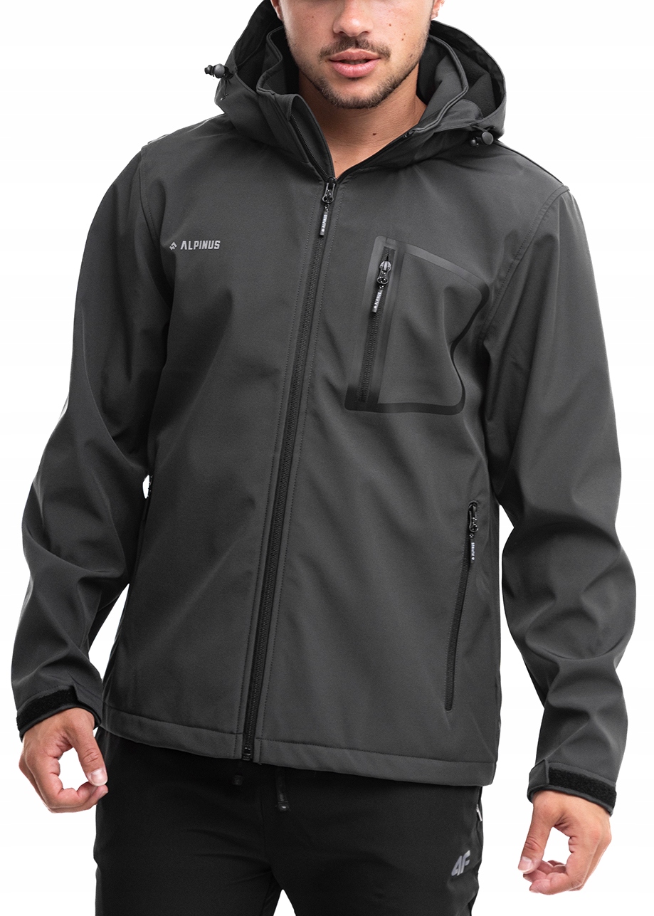Pánská Softshellová Bunda Alpinus Stenshuvud s kapucí Voděodolná Teplá L