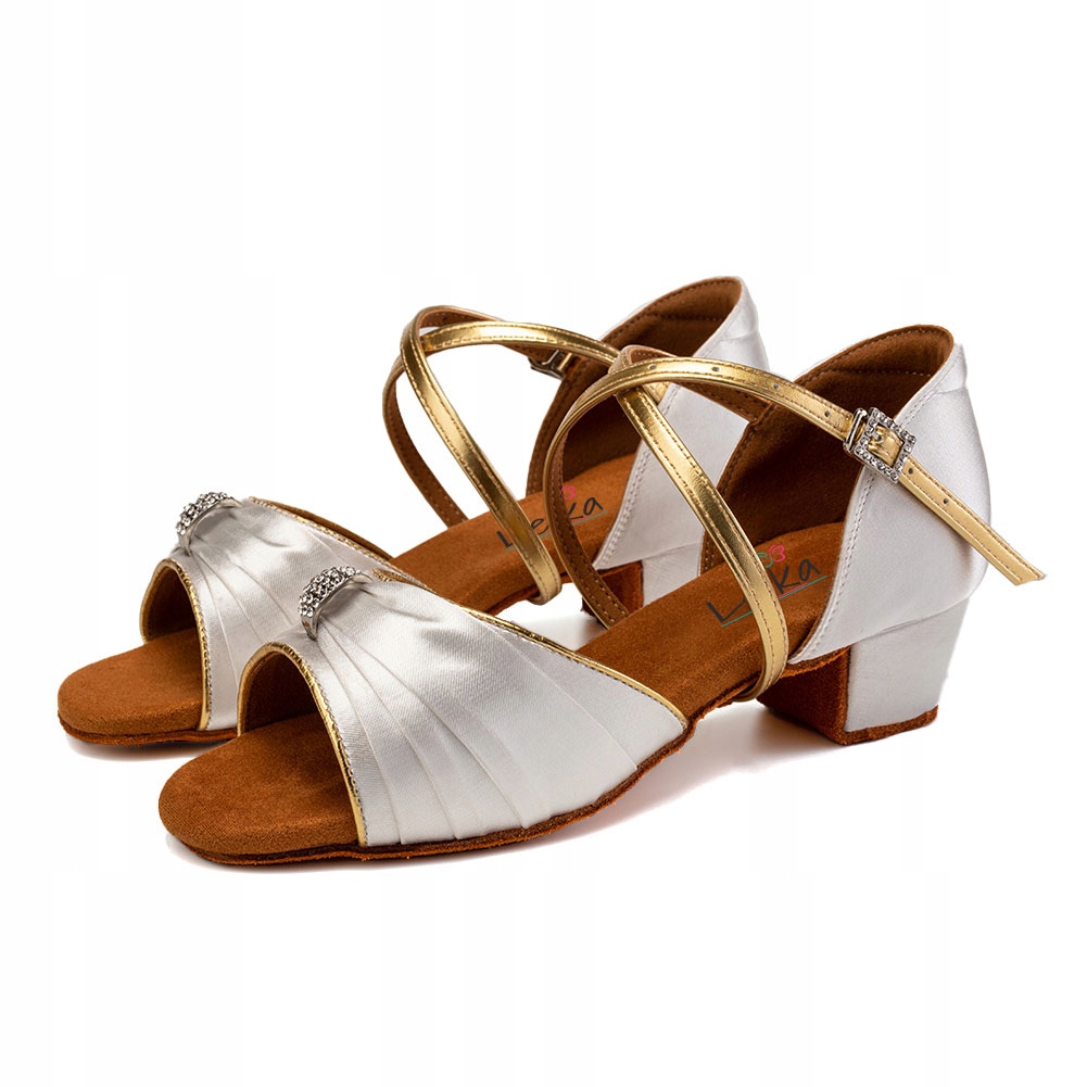 Buty Do Tańca Taneczne Dla Dzieci Białe Subtelne 3,5cm