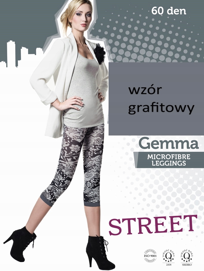 

Legins r 4 Gemma 60 długość 3/4 wzór Grafit