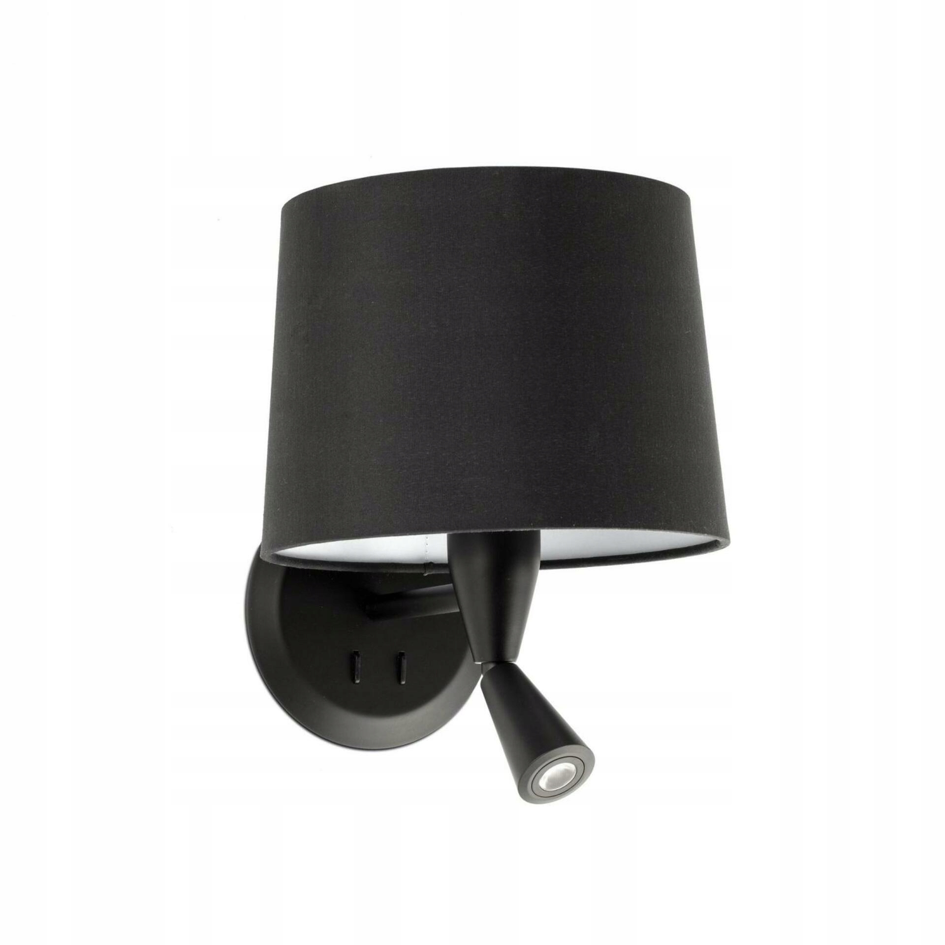 Faro Conga čierna nástenná lampa s čítacou Led lampičkou, E27, textil