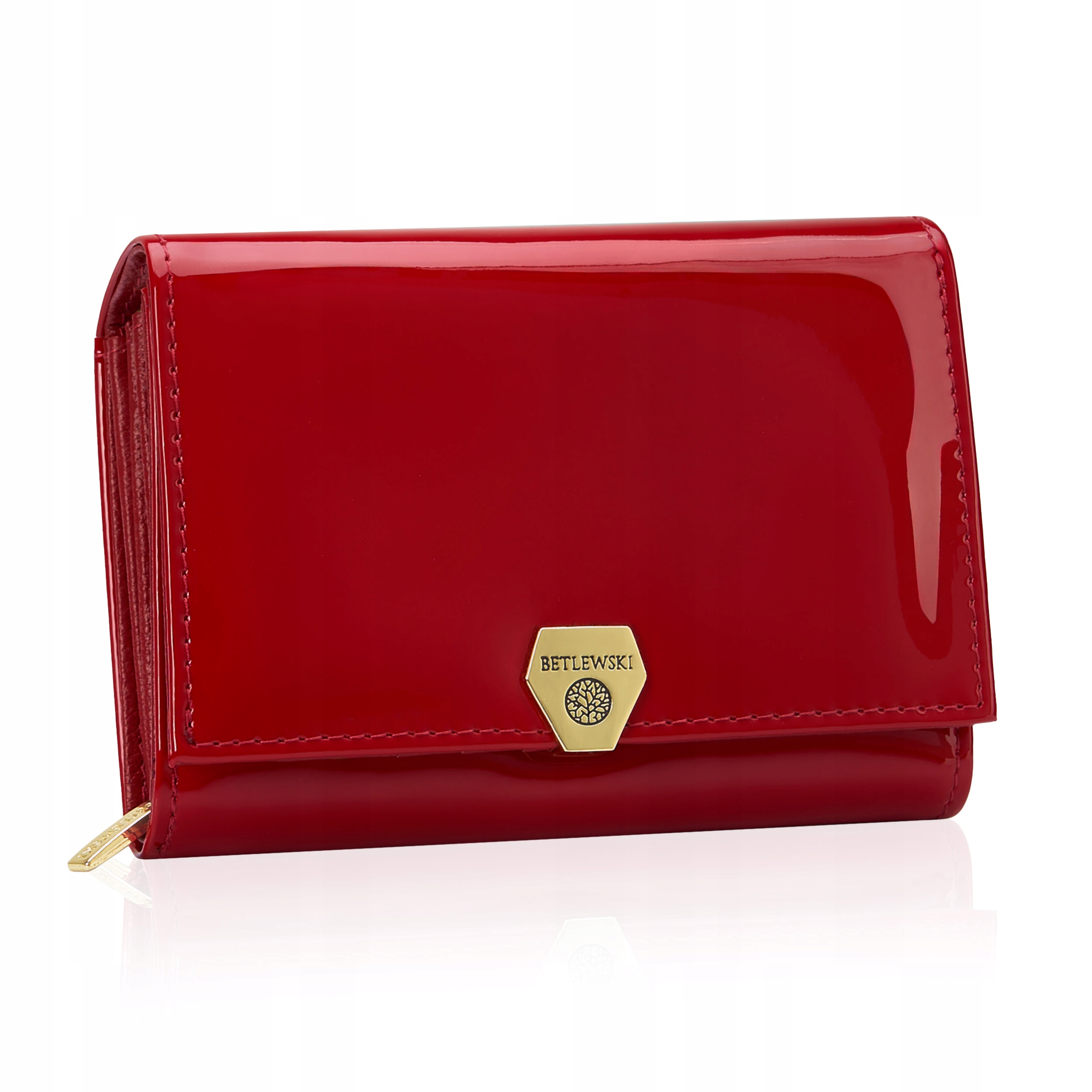 Betlewski portfel damski skórzany lakierowany karty w pudełku