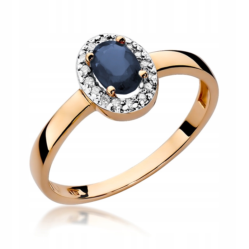 

Różowe Złoto Pierścionek Szafir Brylanty Grawer