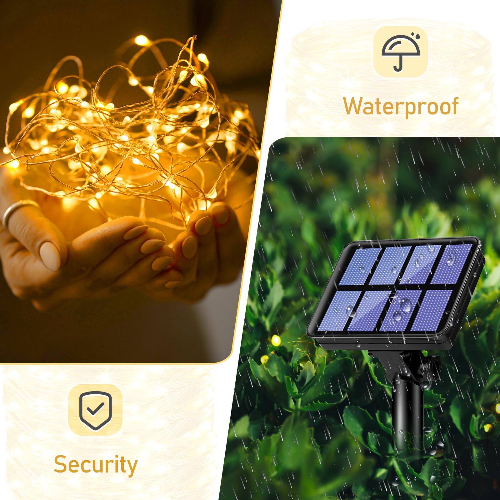 LITOGO Solarne Lampki 12M 120 LED Wodoodporne Na Ogród Balkon Taras — miniatura 4