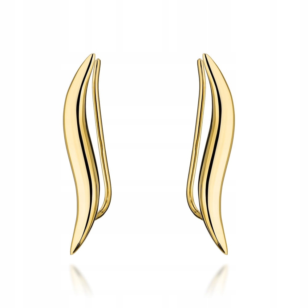 Náušnice zlaté náušníky vlna 585 bez kamenů 1.19 g leštěné zlato 14kt