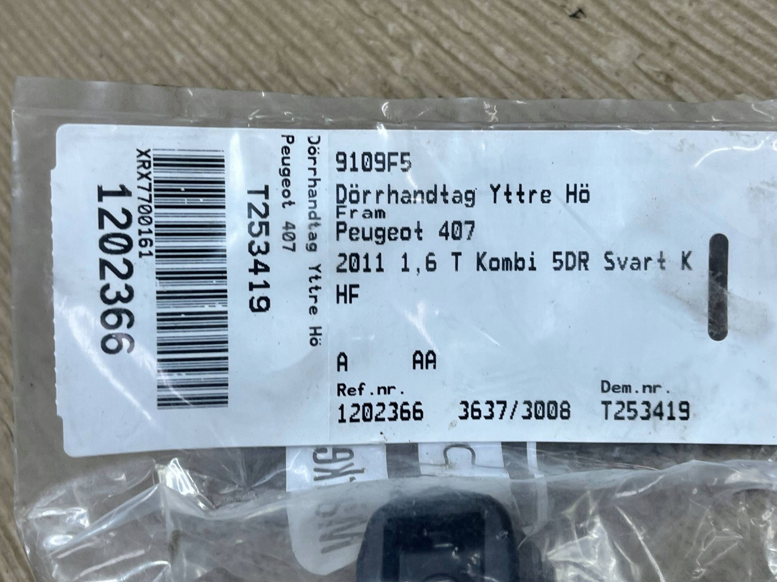 exterior handle door przednich left Peugeot 407 9109F5