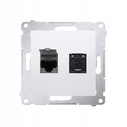 Gniazdo komputerowe podwójne RJ45 kat. 6 Biały Simon 54