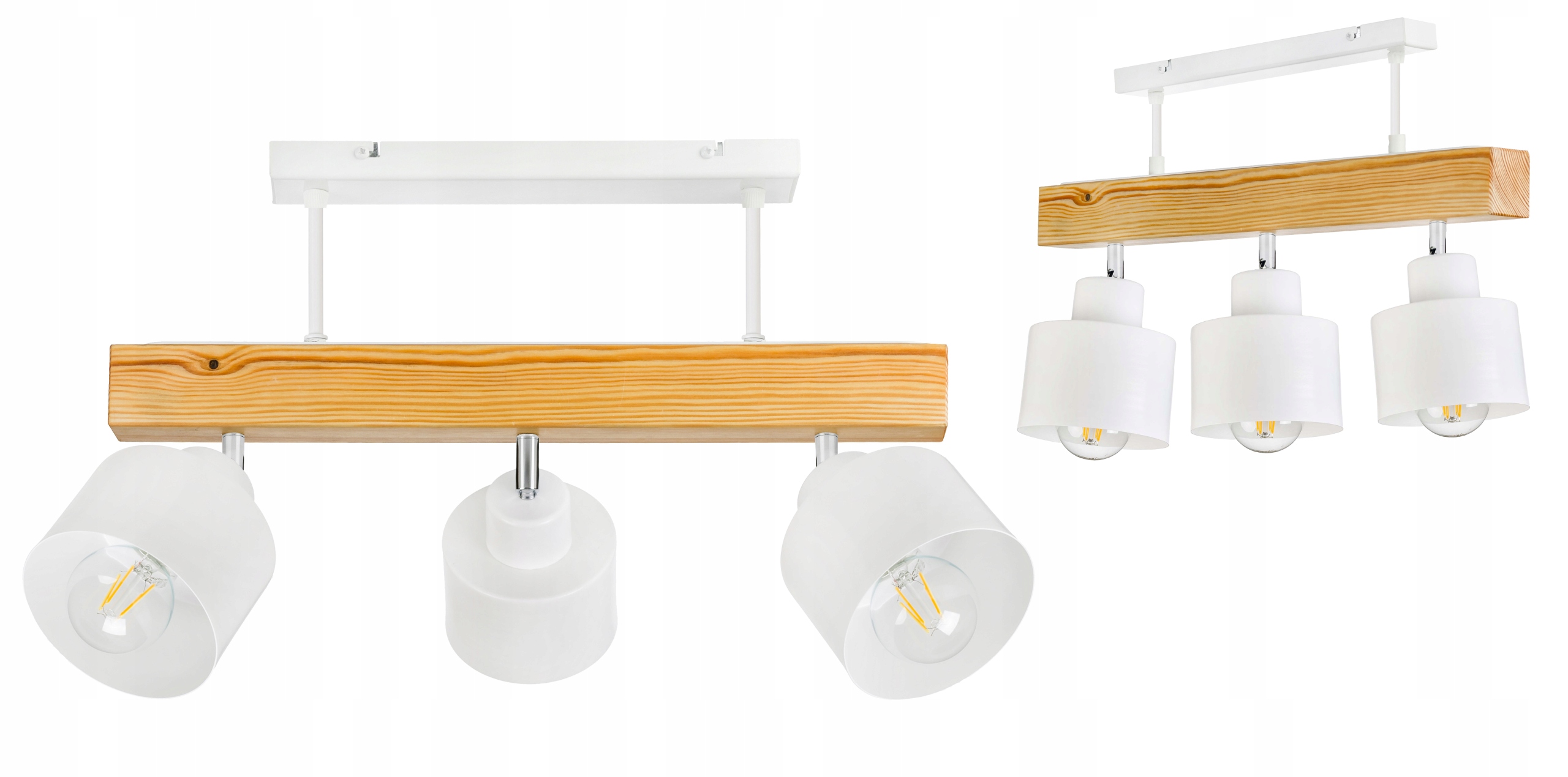 Dřevěná stropní lampa Lustr Stropní Svítidlo Loft Bílá na 3x Klosz E27