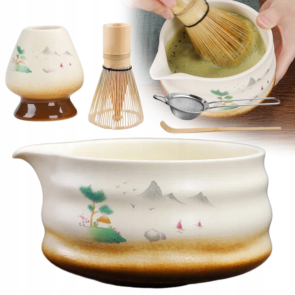 Sada Podstavců Pod Chasen Pro Matchu Keramický Štětec Chashaku Lžička