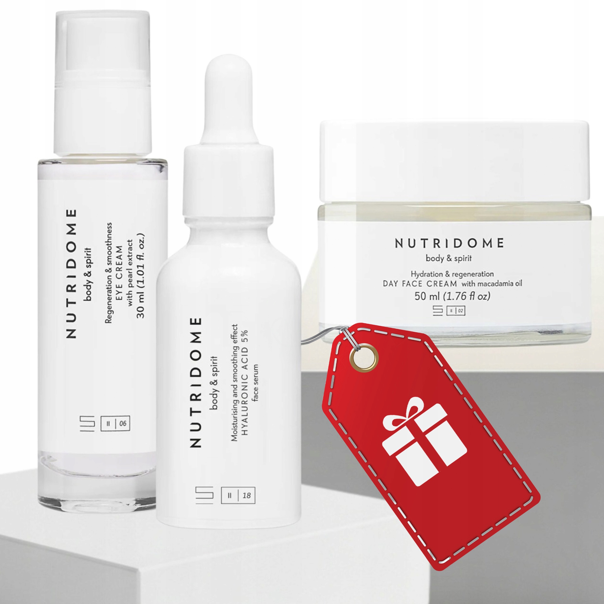Pleťový krém Serum kyselina hyaluronová 5% Oční krém Set 3v1 Nutridome