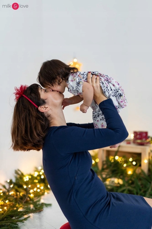 Šaty na kojení Milky Dress Milk&amp;Love, tmavě modrá, dlouhý rukáv