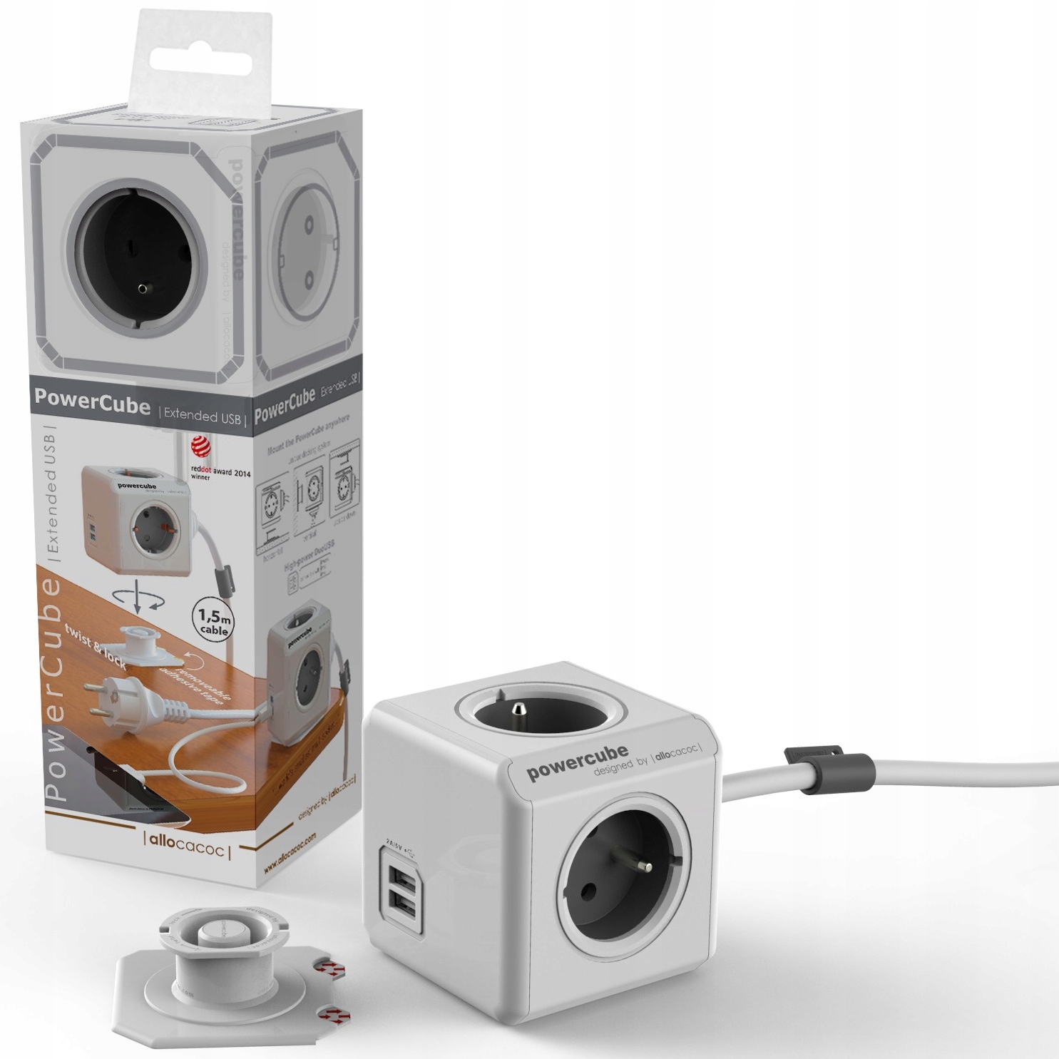 Listwa allocacoc PowerCube 4 gniazda +2xUSB 3m Kod producenta 2404/FREUPC