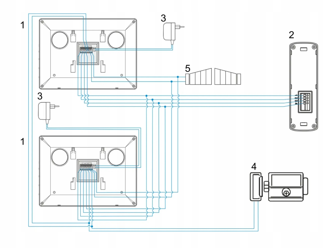 WIDEODOMOFON VIDEODOMOFON DOMOFON 2 MONITORY Kamera w panelu zewnętrznym Bez regulacji
