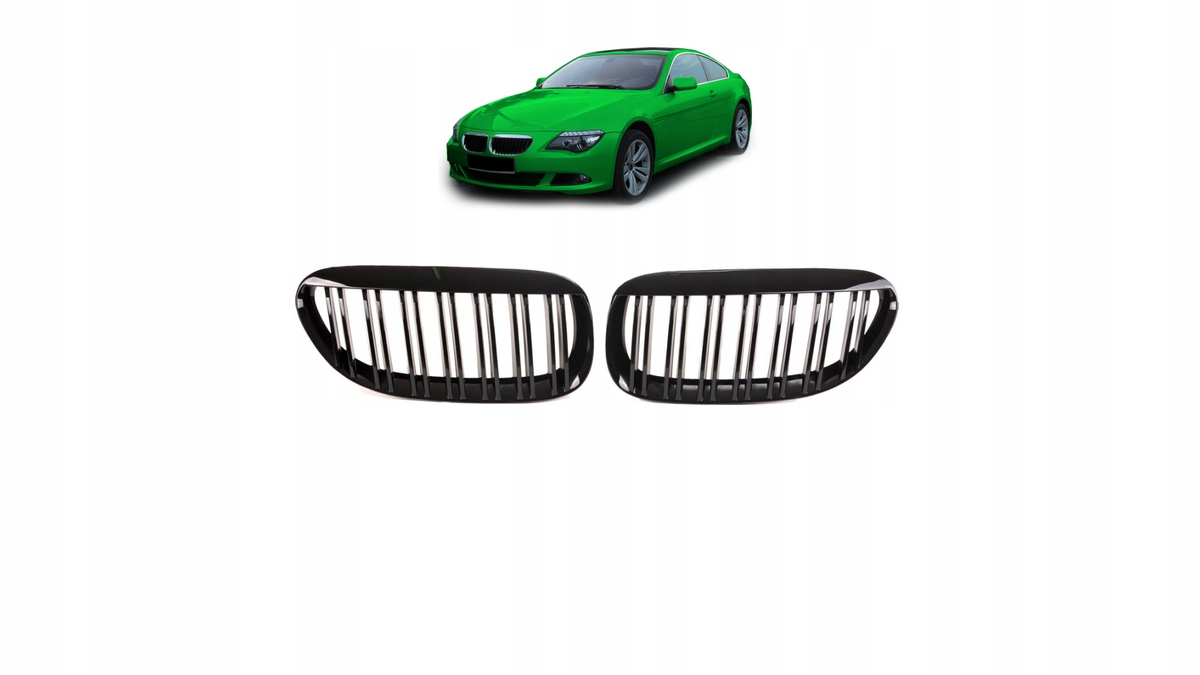 Gril Bmw 6 E63 E64 s dvojitými rebrami Gloss Black
