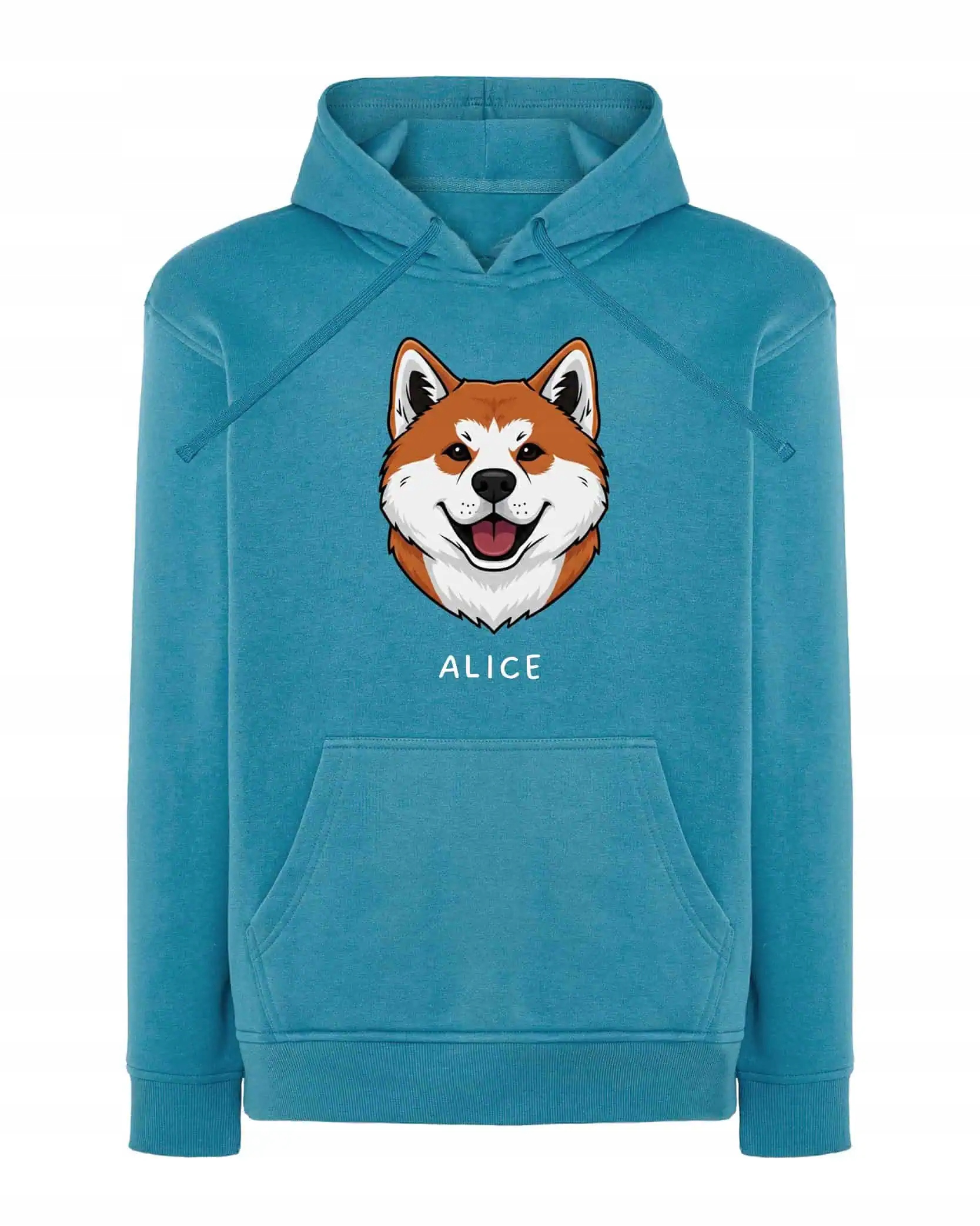 Mikina s kapucí Akita Inu Personalizovaný pes Pes Světle modrá M