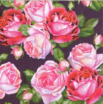 Papierowa Serwetka Decoupage Róże czarne tło 1szt