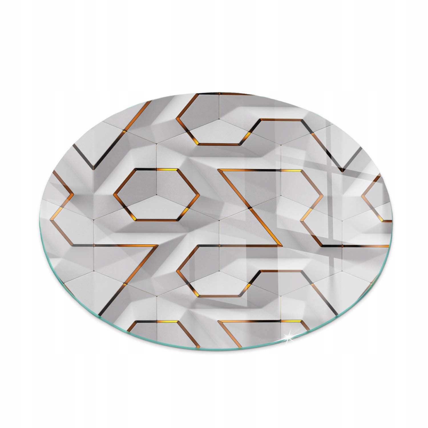 Žiaruvzdorná sklenená podložka so vzorom fi 70 cm Geometrický 3D vzor