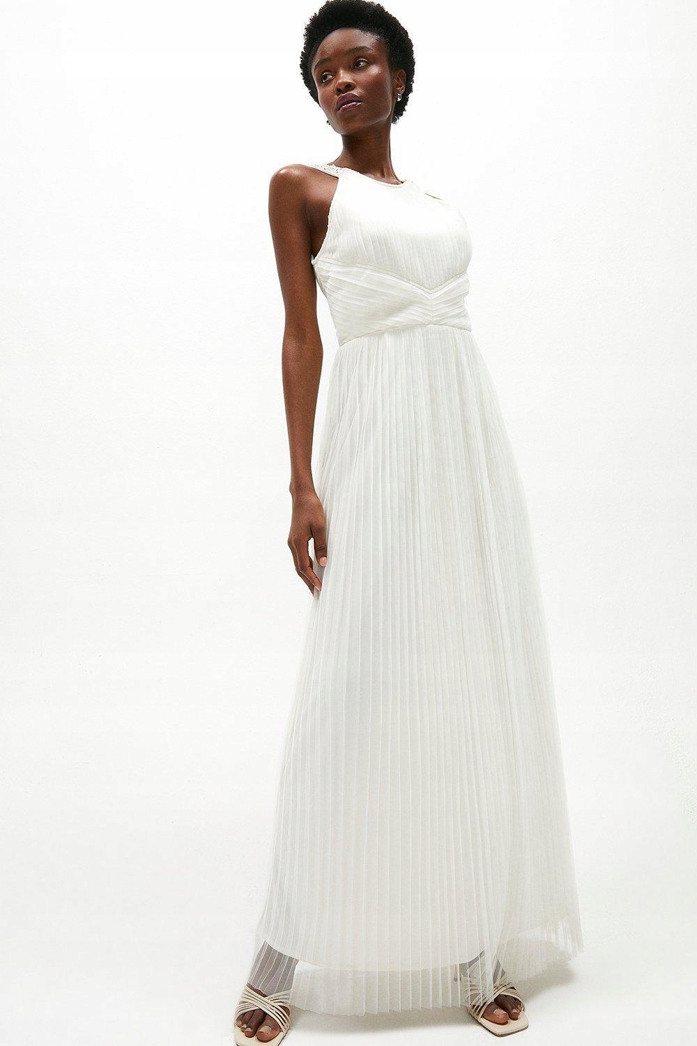 KC16218 *coast Plisovaná Maxi Šaty XL