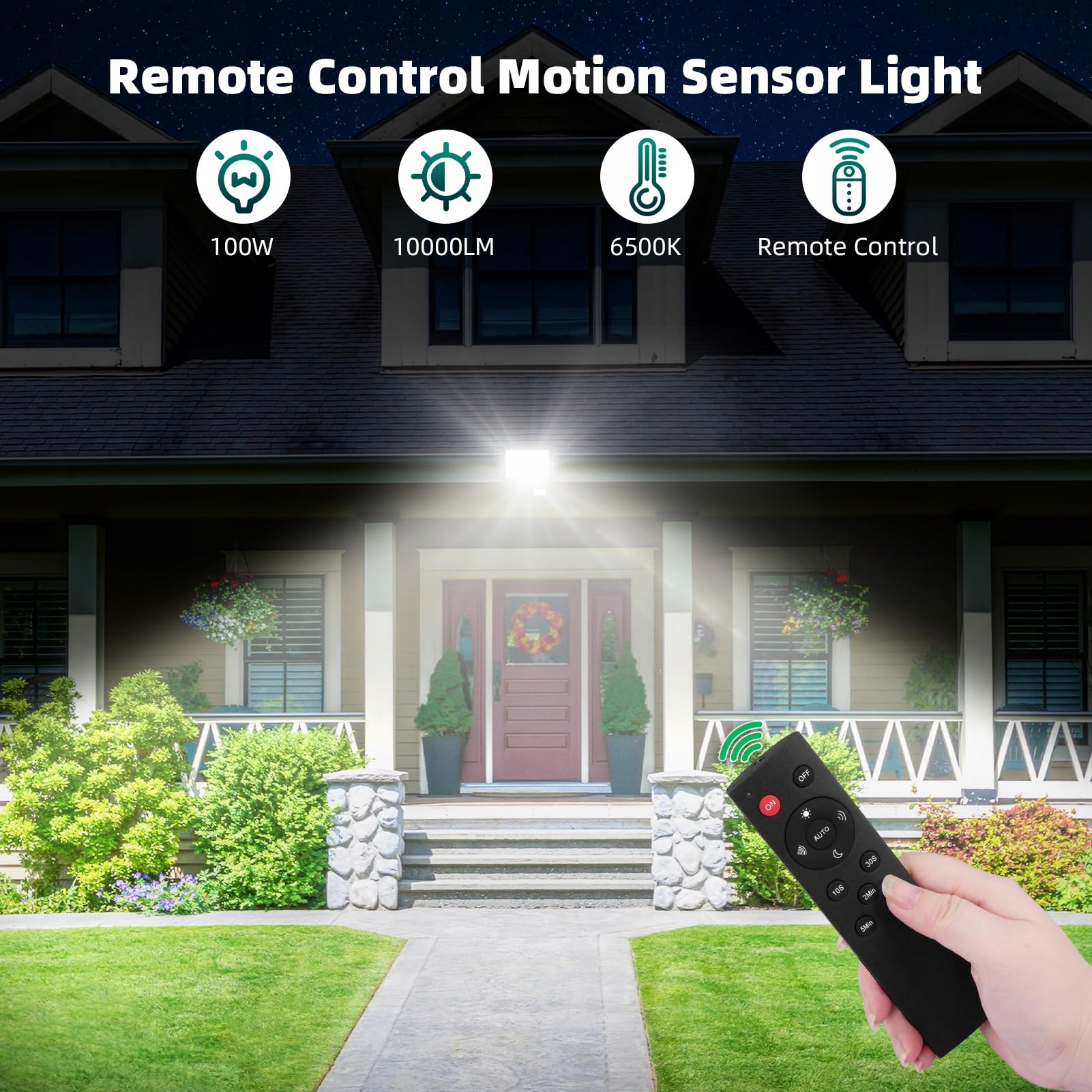 Reflektor LED Zewnętrzny Z Czujnikiem Ruchu Z Pilotem IP67 100W VIUGREUM — miniatura 2
