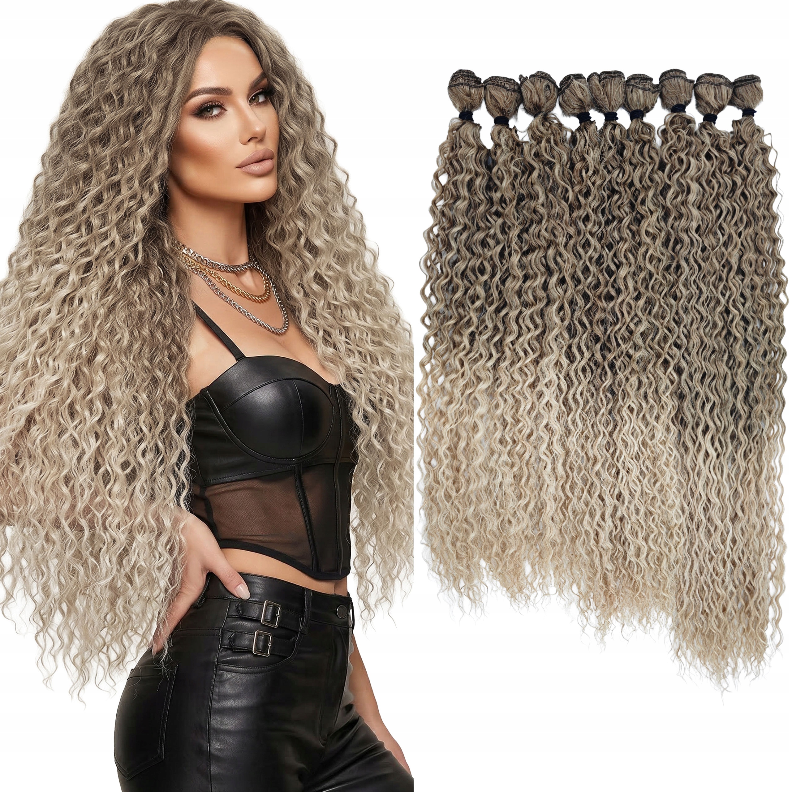 Afro syntetické vlasy na pásku Beyonce Ombre 9-Pak 60 cm 320 g #T-LINEN93