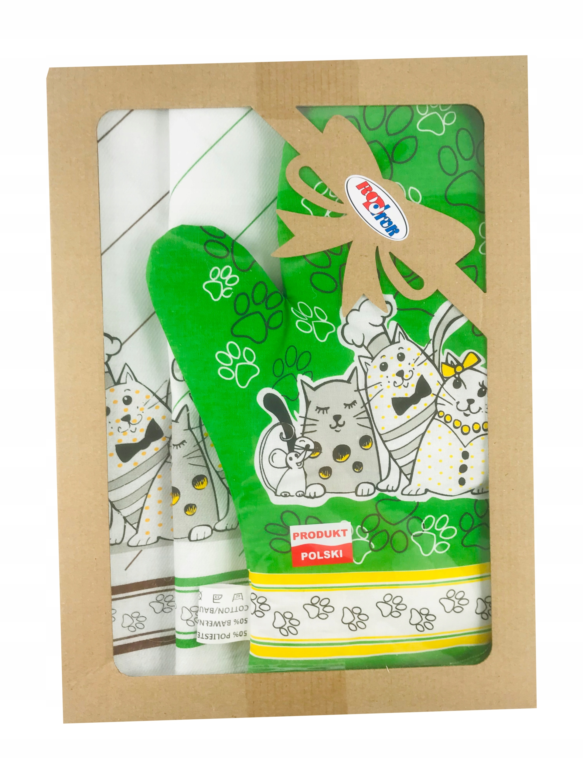 

Komplet kuchenny Kotki /z 2 ścierki rękawica