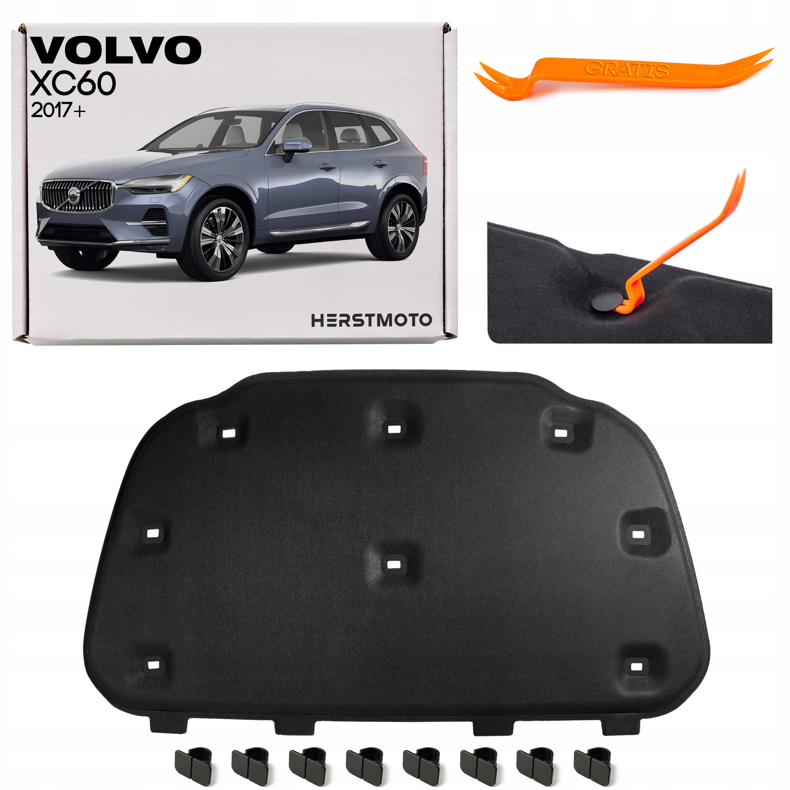 VOLVO XC60 II 2017+ WYGŁUSZENIE MASKI 32347591/31425386 + SPINKI NOWE