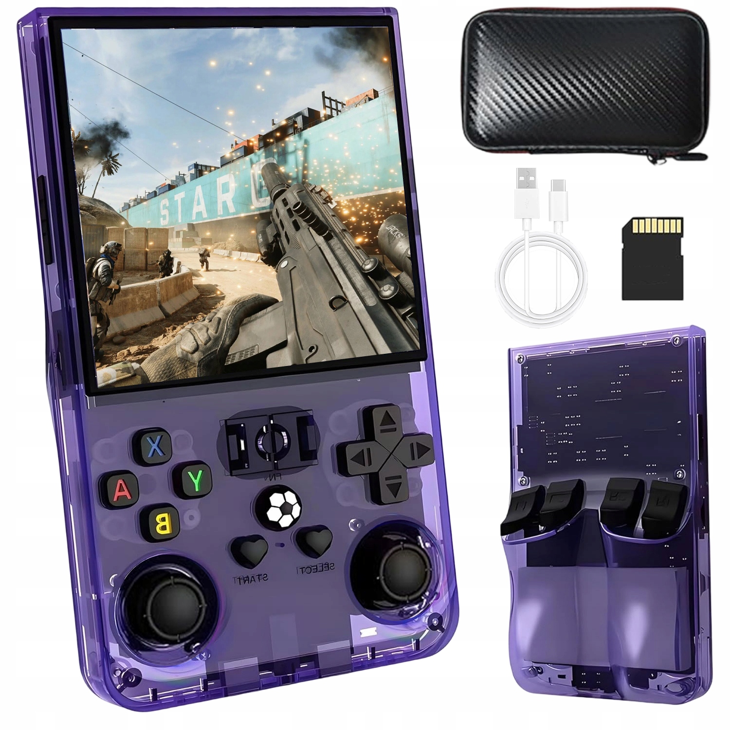 KONSOLA DO GIER RETRO Z EKRANEM IPS 4 CALE PAMIĘCIĄ 64GB I EMULATORAMI 26