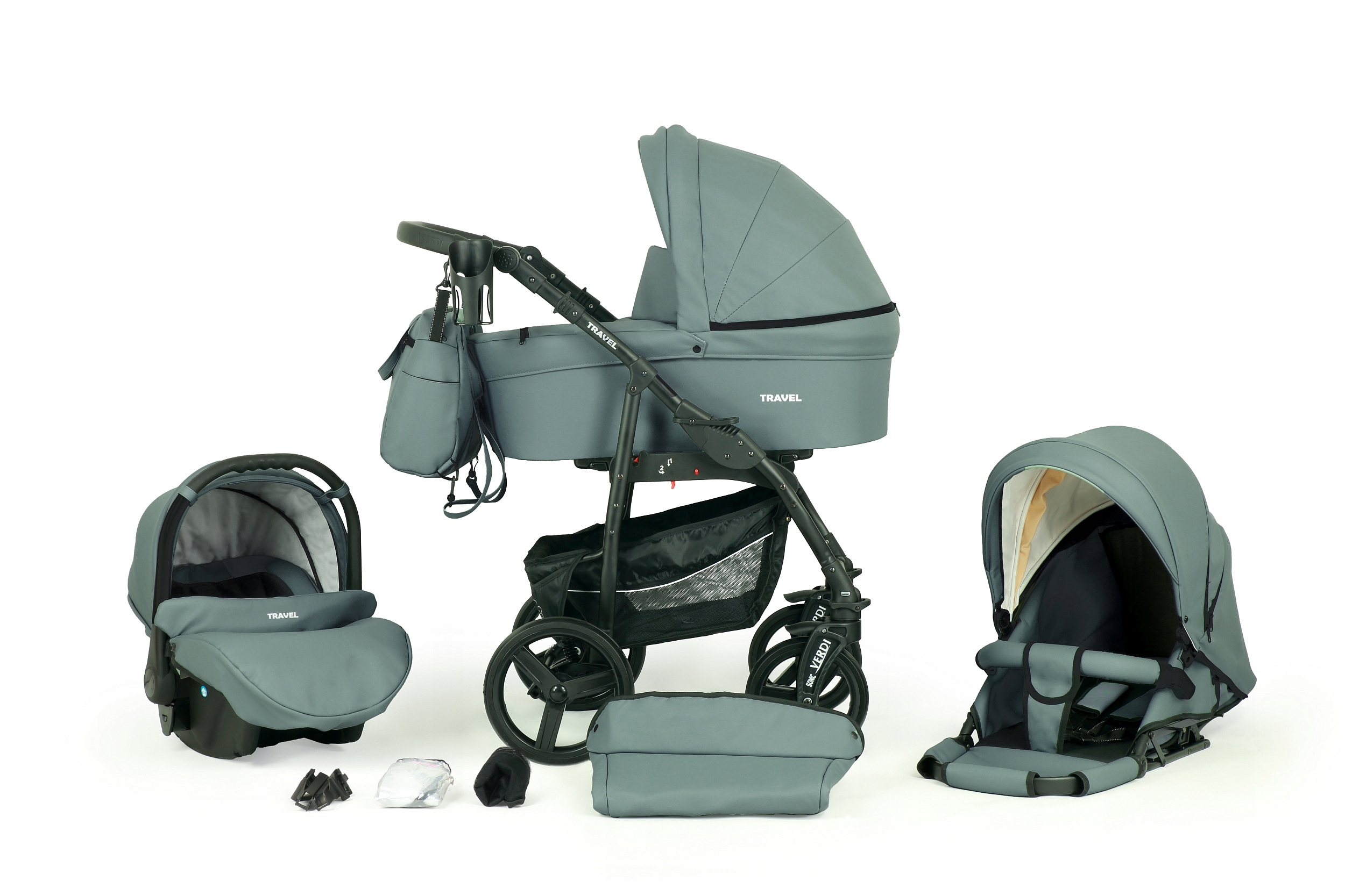 WÓZEK DZIECIĘCY VERDI TRAVEL 3W1+ TORBA + AKCESORIA