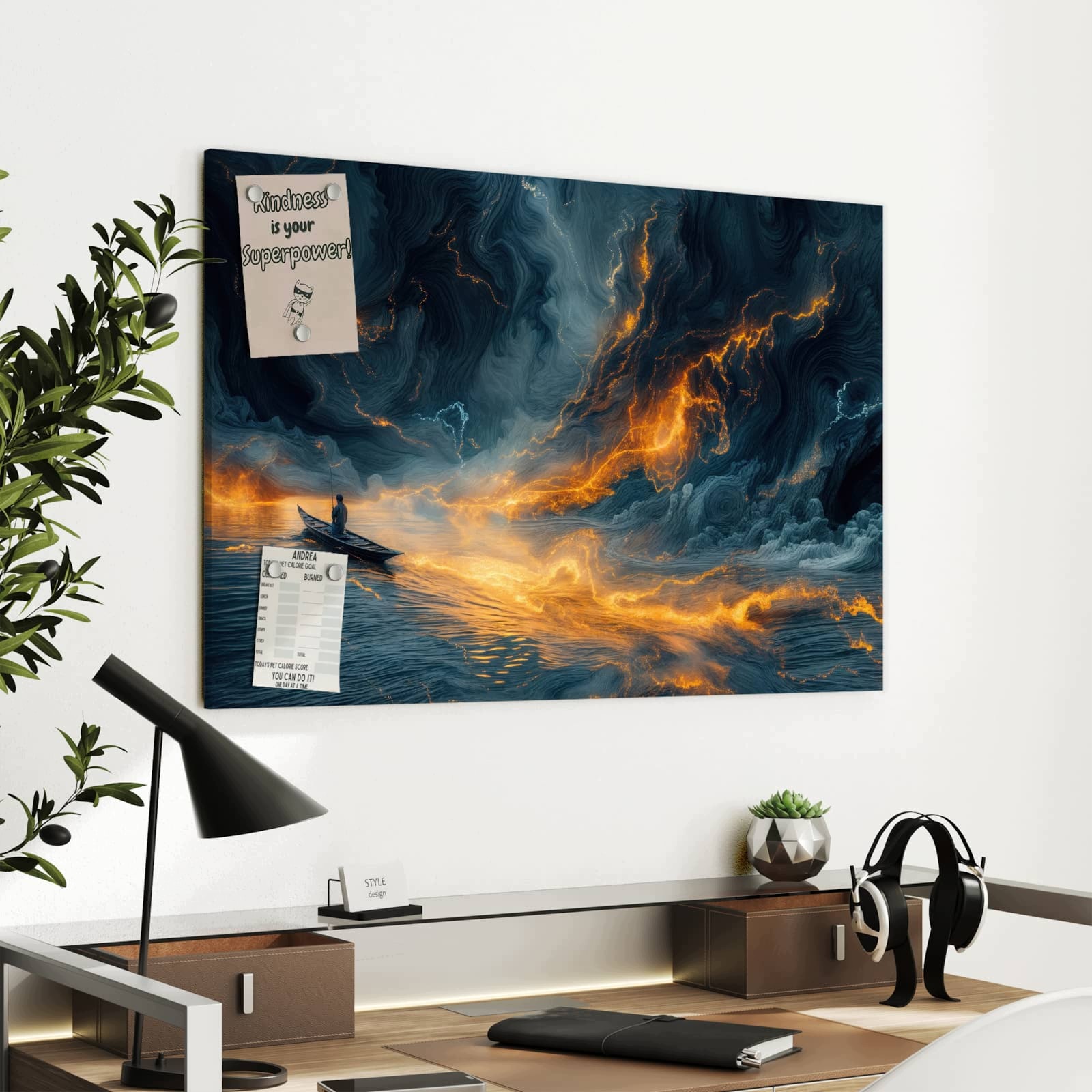 Magnetická tabule Oheň Voda 90 × 60 cm