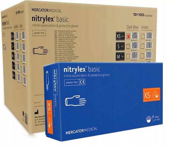 Levně Nitrylex Basic Dark Blue 100 Ks 6-XS 10 kusů