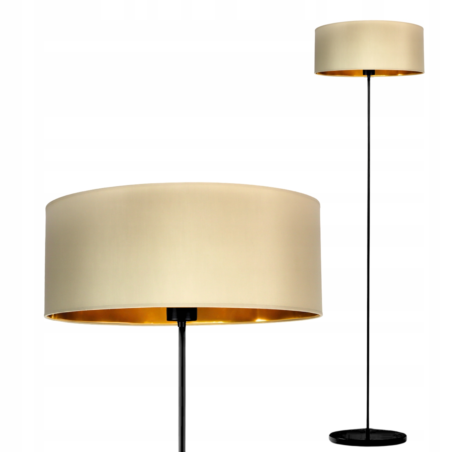 Lampa stojąca podłogowa beżowa Led E27 z abażurem do salonu sypialni