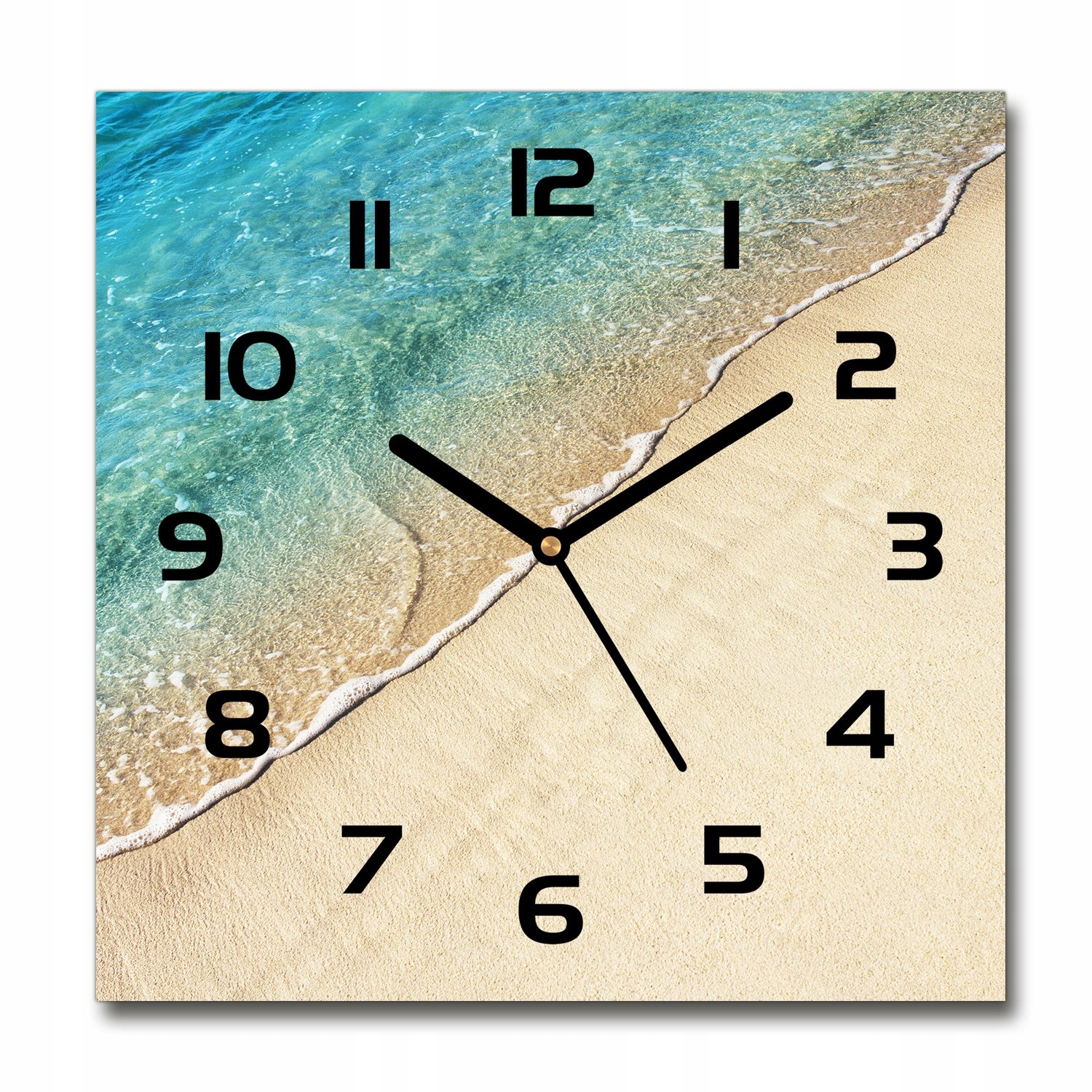 

Cichy ścienny szklany zegar Fala na plaży 30x30 cm