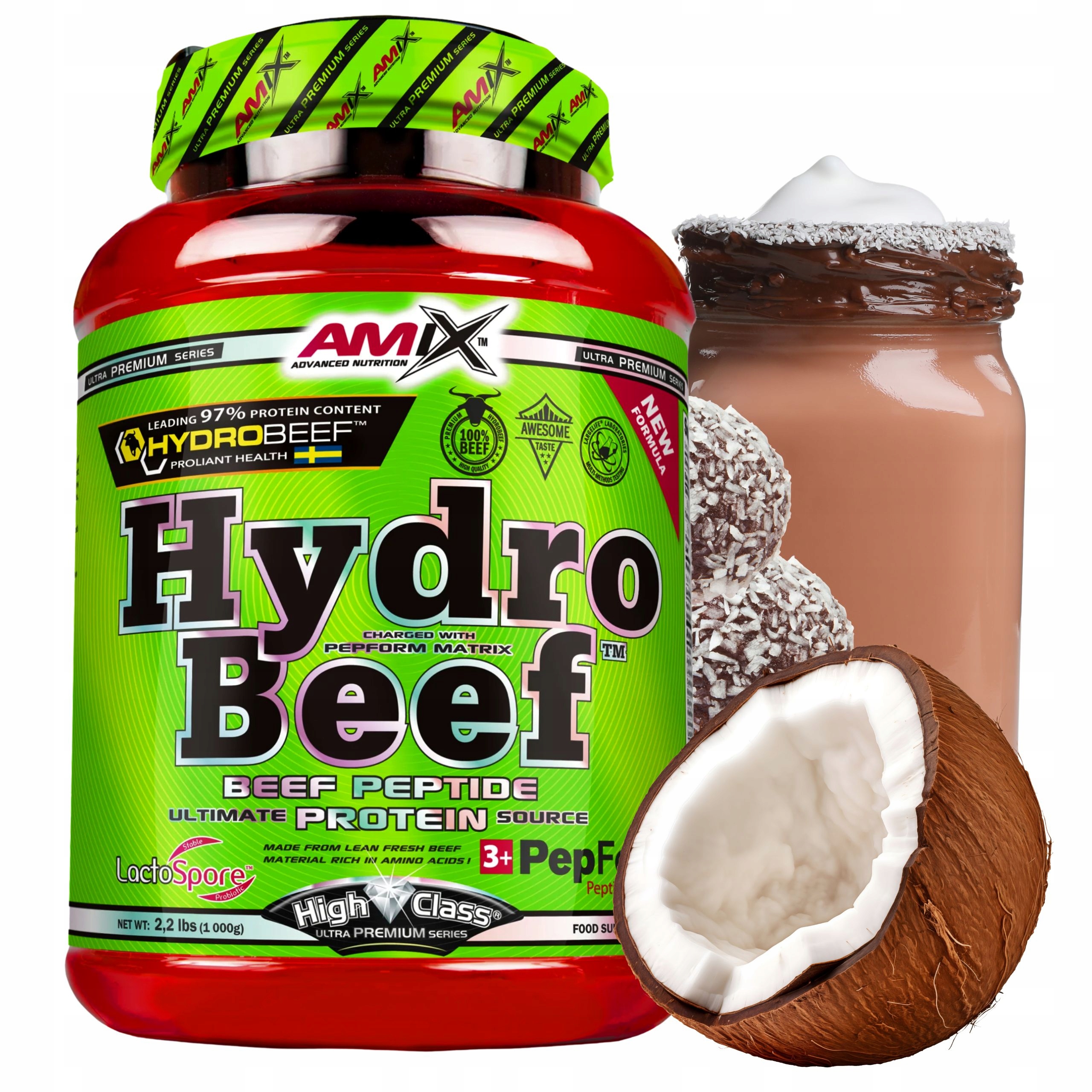 Protein Hovězí hydrolyzát Wph Hydro Beef 1000 g Čokoláda Kokos