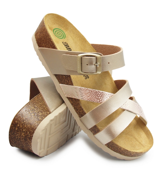 Elegantní zlaté nazouváky pro ženy na dovolenou Dr. Brinkmann 700904-82 36