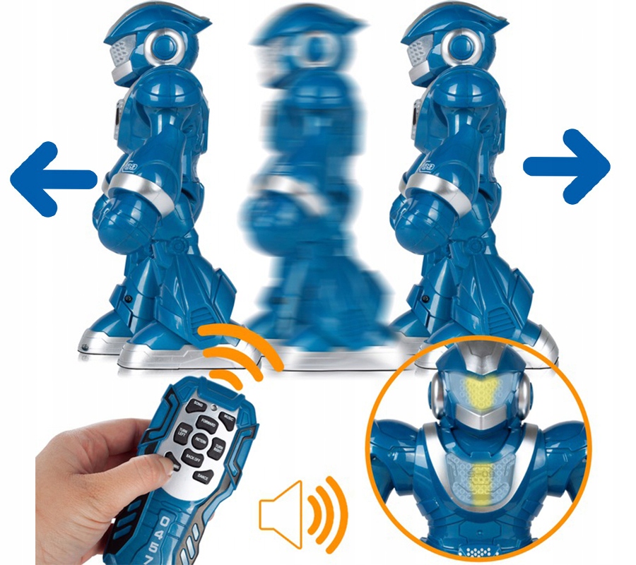 DUŻY ZDALNIE STEROWANY ROBOT Pilot R/C do programowania CHODZI TAŃCZY LED Wiek dziecka 6 lat +