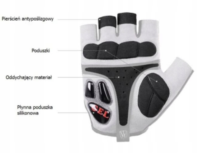 RĘKAWICZKI ŻELOWE ROWEROWE BEZ PALCÓW SPORTOWE XXL Typ Krótkie
