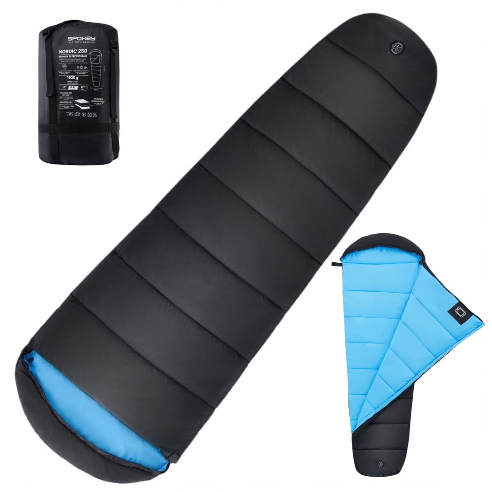 Turistický spací pytel Mumie Teplý S Kapucí Velký 230 x 80 cm Obal Spokey