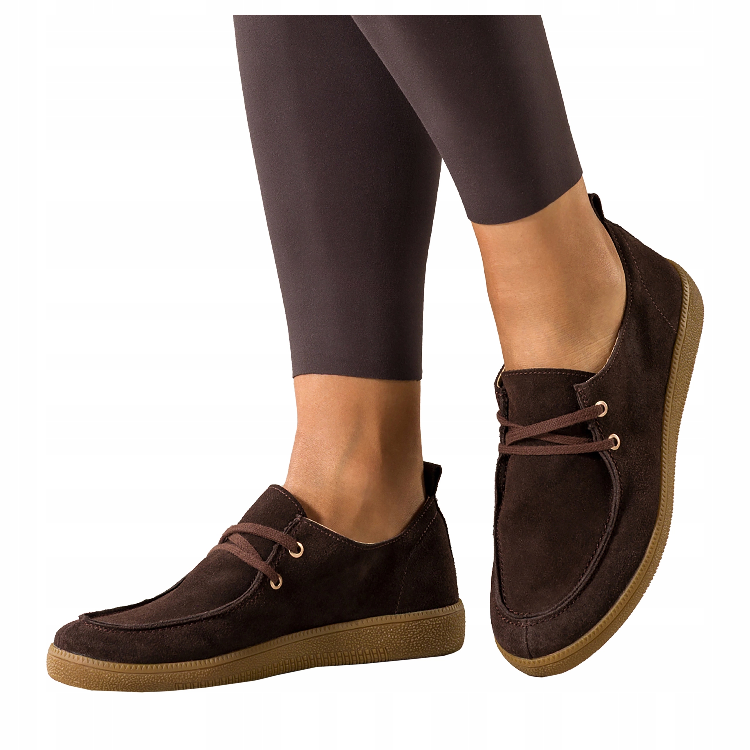 Dámské kožené Polobotky Čokoládové Elastická podrážka Komfortní velikost 38