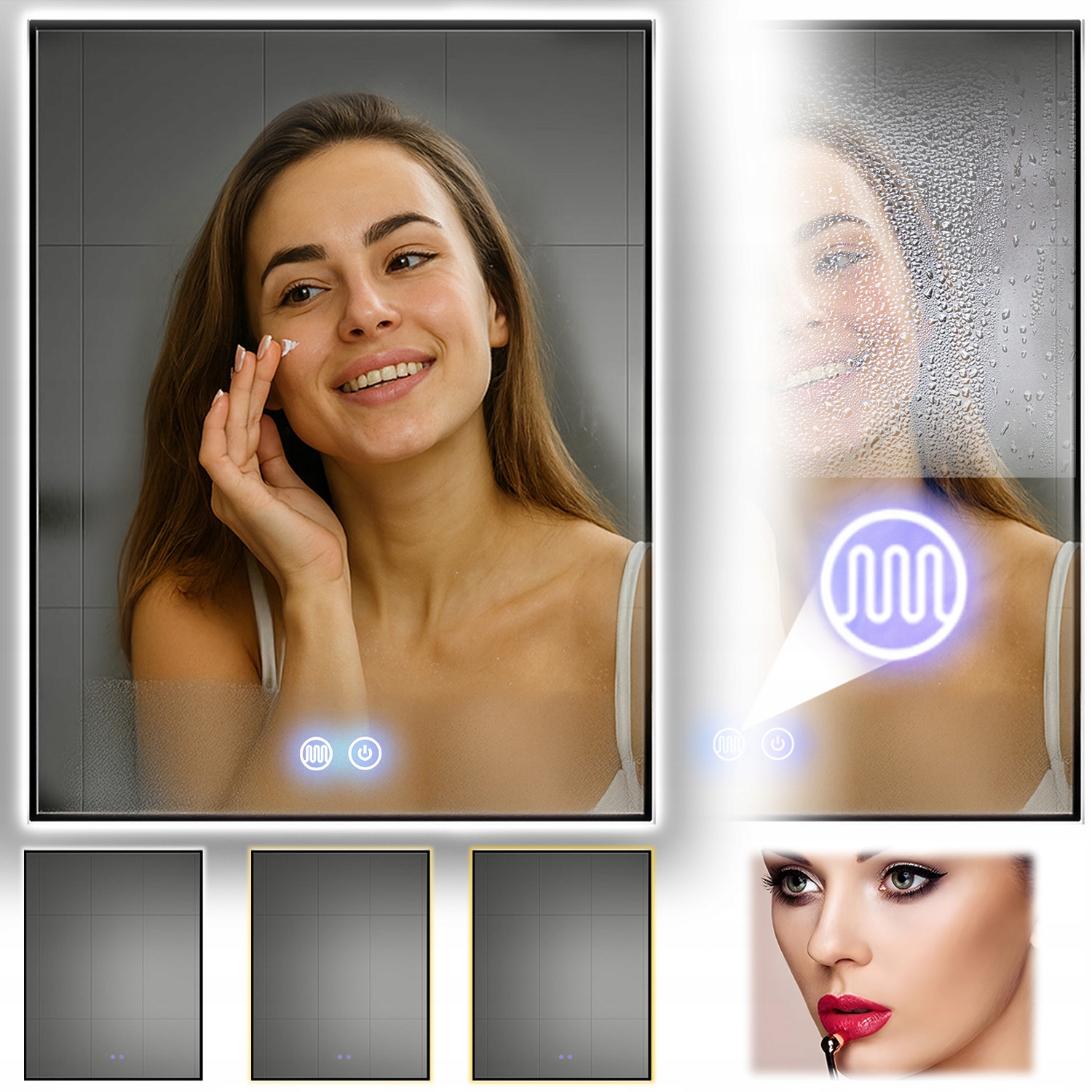 Vyhrievané Zrkadlo Led 60 x 80 cm Obdĺžnikové Kúpeľňové Dotykové