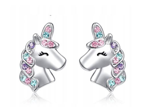 KOLCZYKI srebrne JEDNOROŻCE PONY 925