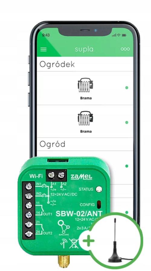 Sterownik bramy antena WiFi 2-kan SUPLA SBW-02/ANT
