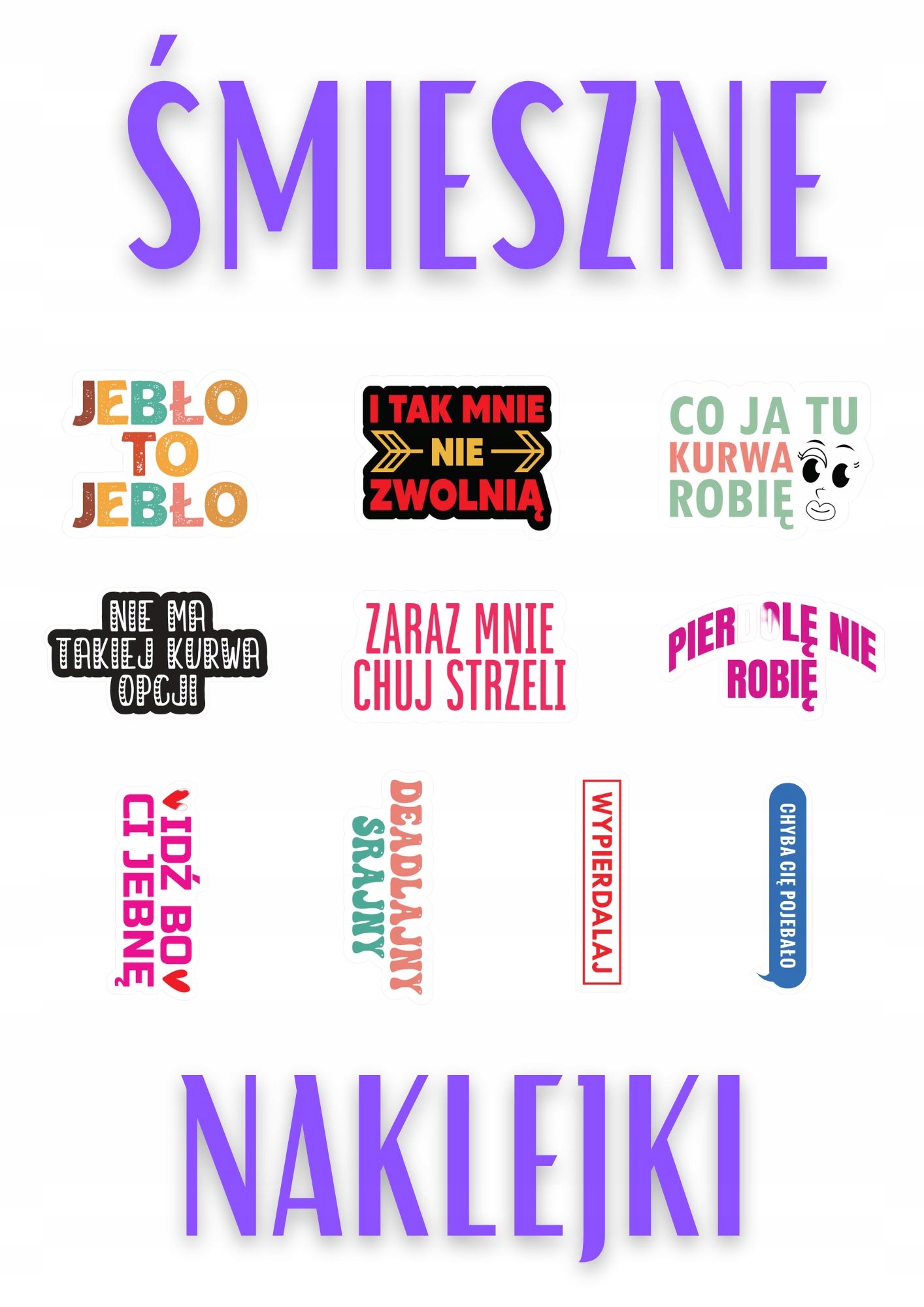 

Naklejki dla dorosłych z przekleństwami x10. NK2.