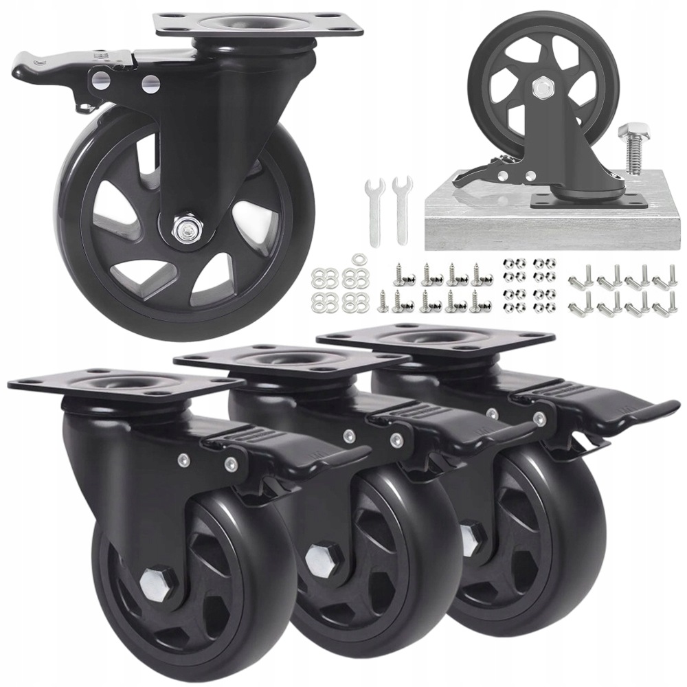 4X Otočná Transportní Kolečka 93 MM 700 Kg S Brzdou