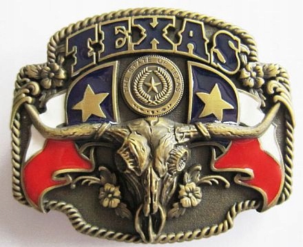 Texas longhorn western Usa klamra do paska zapinka brązowa