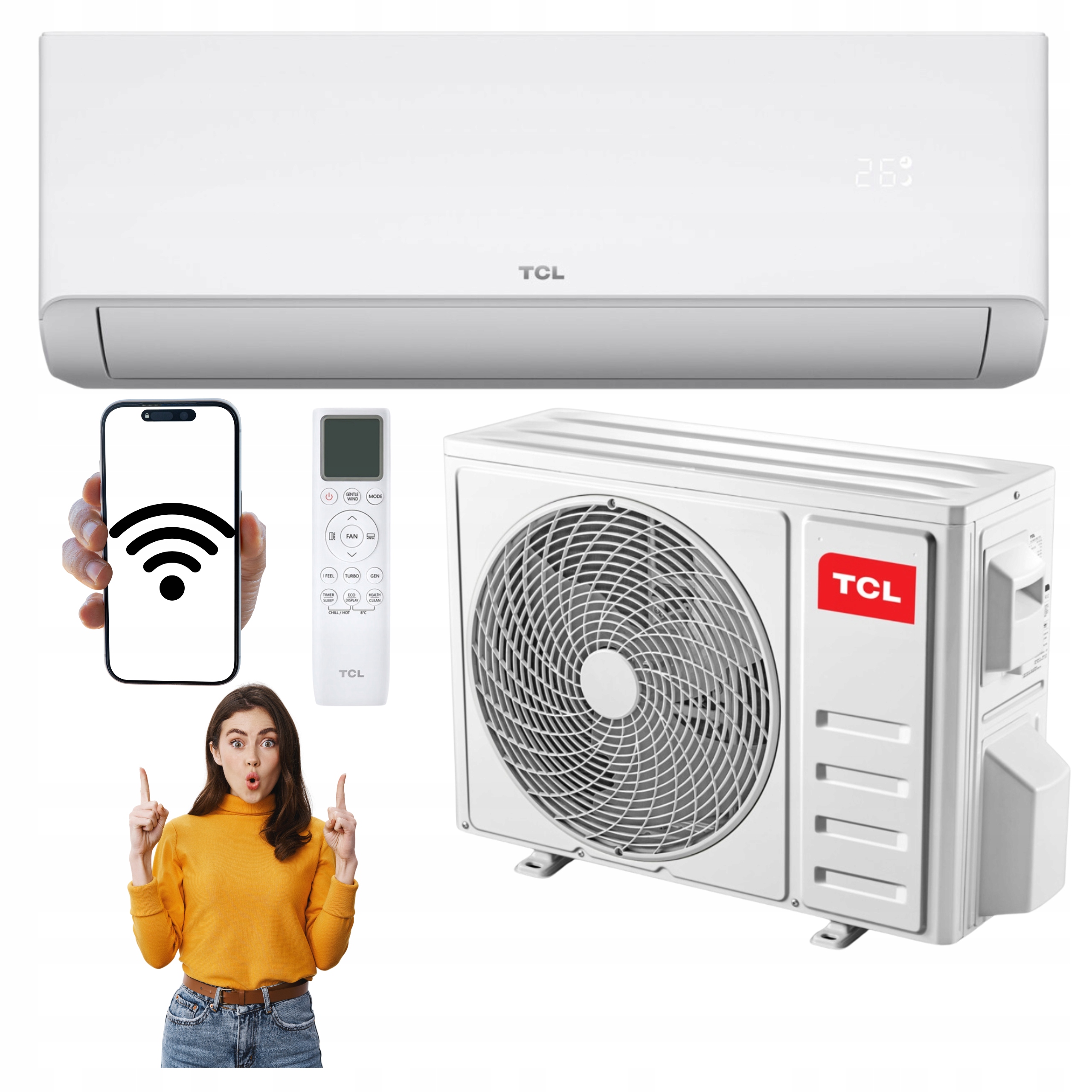 Domáca klimatizácia s Ai Tcl SaveIN 3,4 kW 40 m2 WiFi Výkonná Tichá Stena