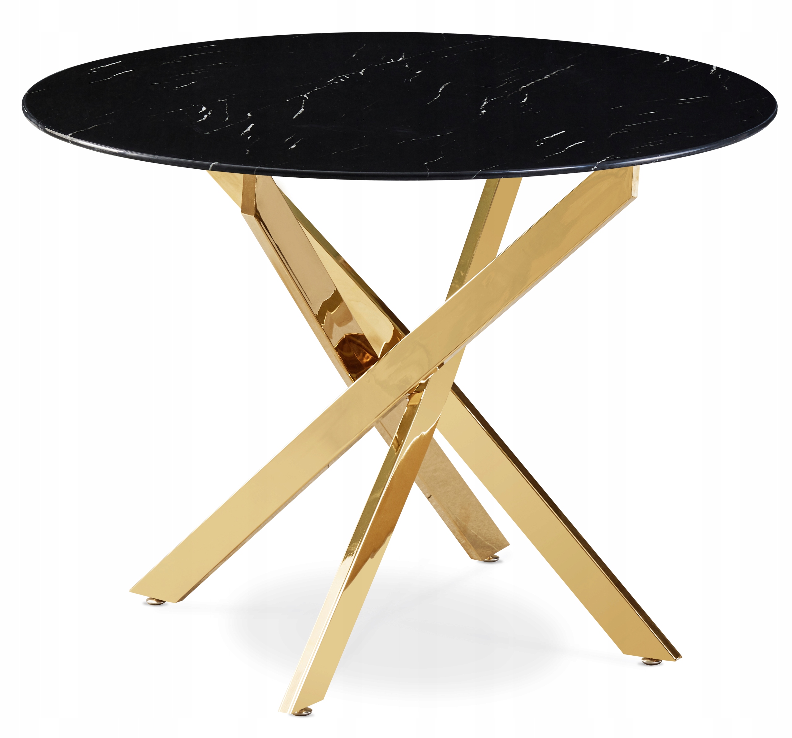 Stůl Kulatý Skleněný Černý Mramor Glamour Zlatý pro obývací pokoj Jídelna Bali