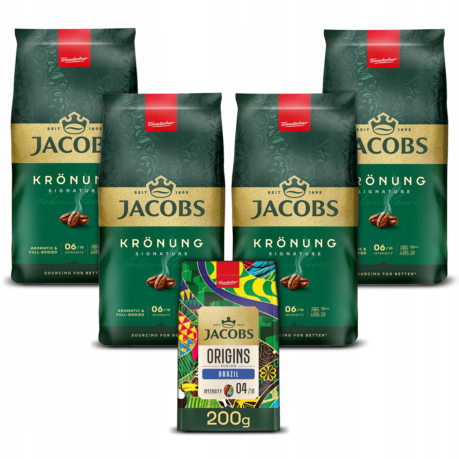 Kawa ziarnista Jacobs Krönung 4x 1kg 200g kawy Gratis!